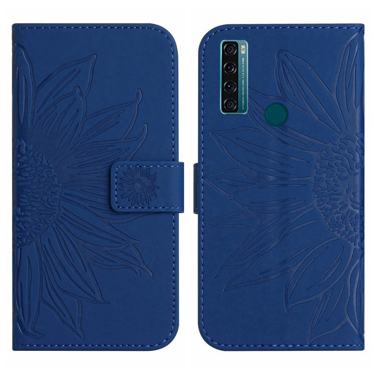 For TCL 20 SE Skin Feel Sun Flower Pattern Flip Leather Phone Case with Lanyard