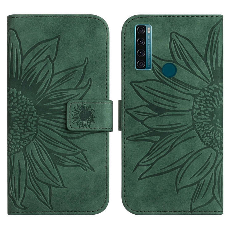 For TCL 20 SE Skin Feel Sun Flower Pattern Flip Leather Phone Case with Lanyard