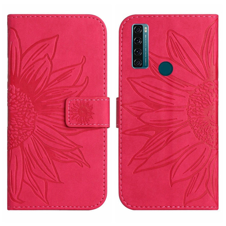 For TCL 20 SE Skin Feel Sun Flower Pattern Flip Leather Phone Case with Lanyard
