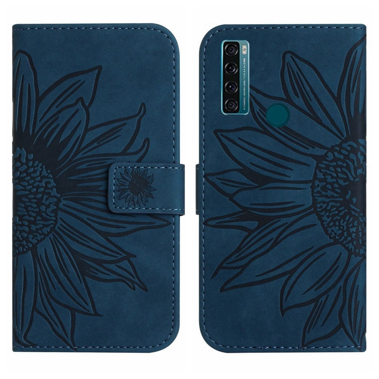 For TCL 20 SE Skin Feel Sun Flower Pattern Flip Leather Phone Case with Lanyard