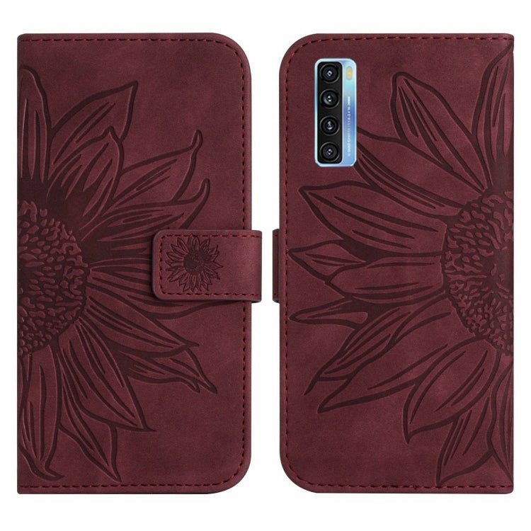 For TCL 20S / 20 5G / 20L / 20L+ Skin Feel Sun Flower Pattern Flip Leather Phone Case with Lanyard