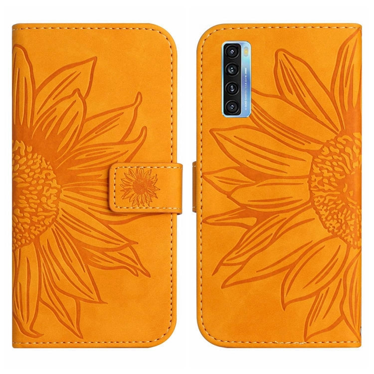 For TCL 20S / 20 5G / 20L / 20L+ Skin Feel Sun Flower Pattern Flip Leather Phone Case with Lanyard