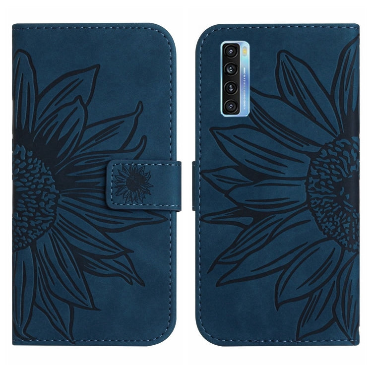 For TCL 20S / 20 5G / 20L / 20L+ Skin Feel Sun Flower Pattern Flip Leather Phone Case with Lanyard