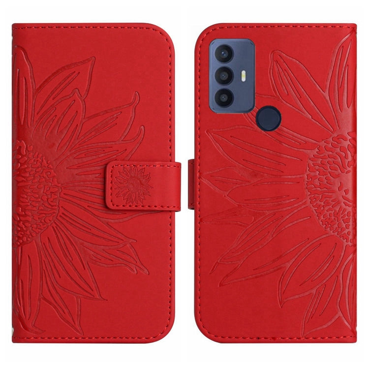 For TCL 30 SE/30E/306/305 Skin Feel Sun Flower Pattern Flip Leather Phone Case with Lanyard