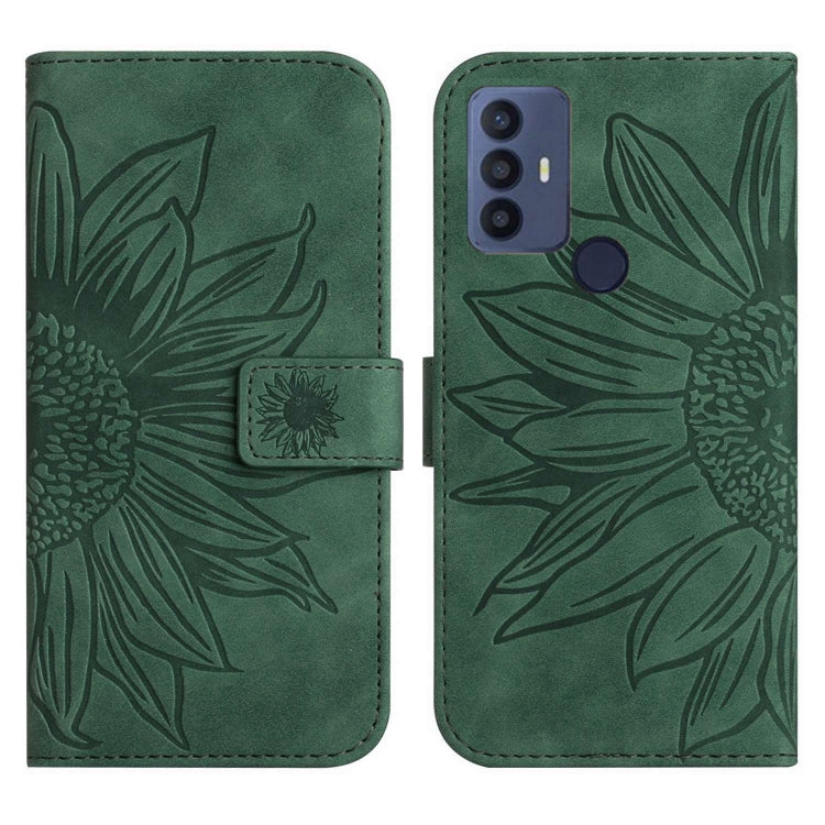 For TCL 30 SE/30E/306/305 Skin Feel Sun Flower Pattern Flip Leather Phone Case with Lanyard