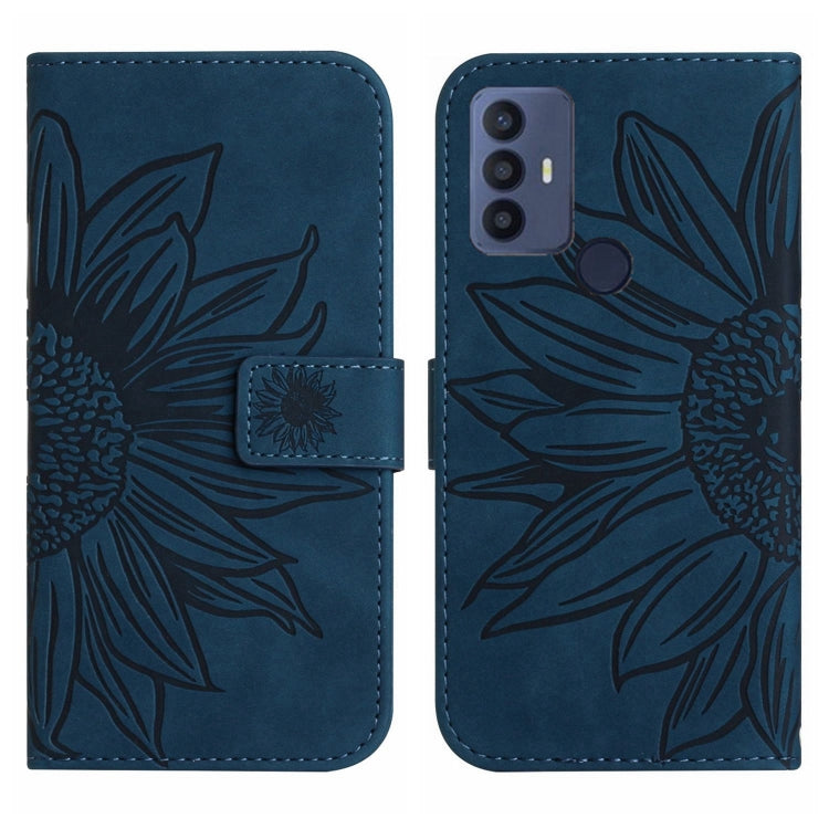 For TCL 30 SE/30E/306/305 Skin Feel Sun Flower Pattern Flip Leather Phone Case with Lanyard