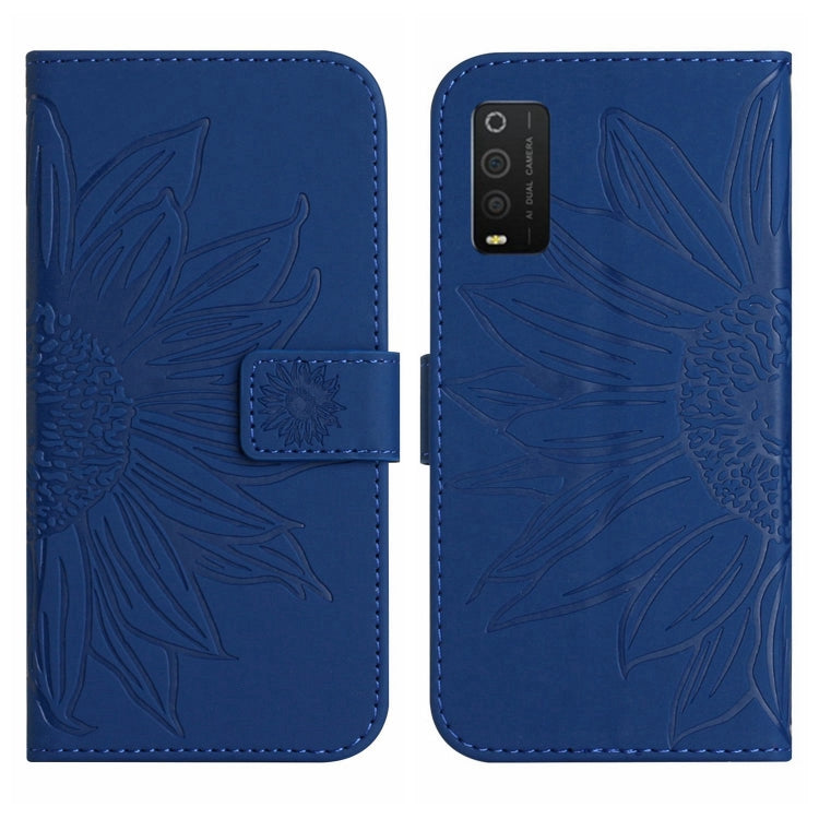 For TCL 205 Skin Feel Sun Flower Pattern Flip Leather Phone Case with Lanyard