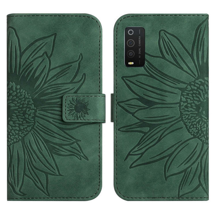 For TCL 205 Skin Feel Sun Flower Pattern Flip Leather Phone Case with Lanyard