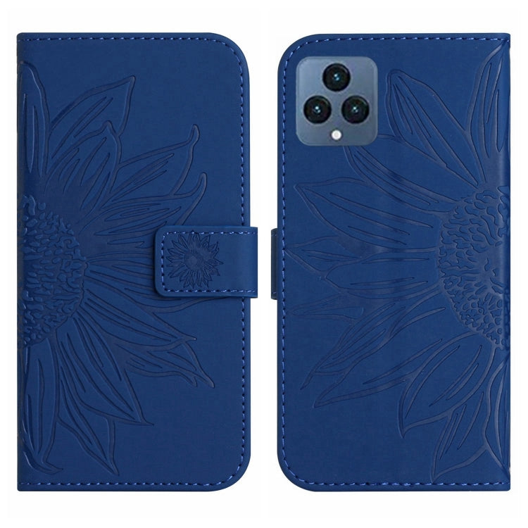 For T-Mobile Revvl 6 5G Skin Feel Sun Flower Pattern Flip Leather Phone Case with Lanyard