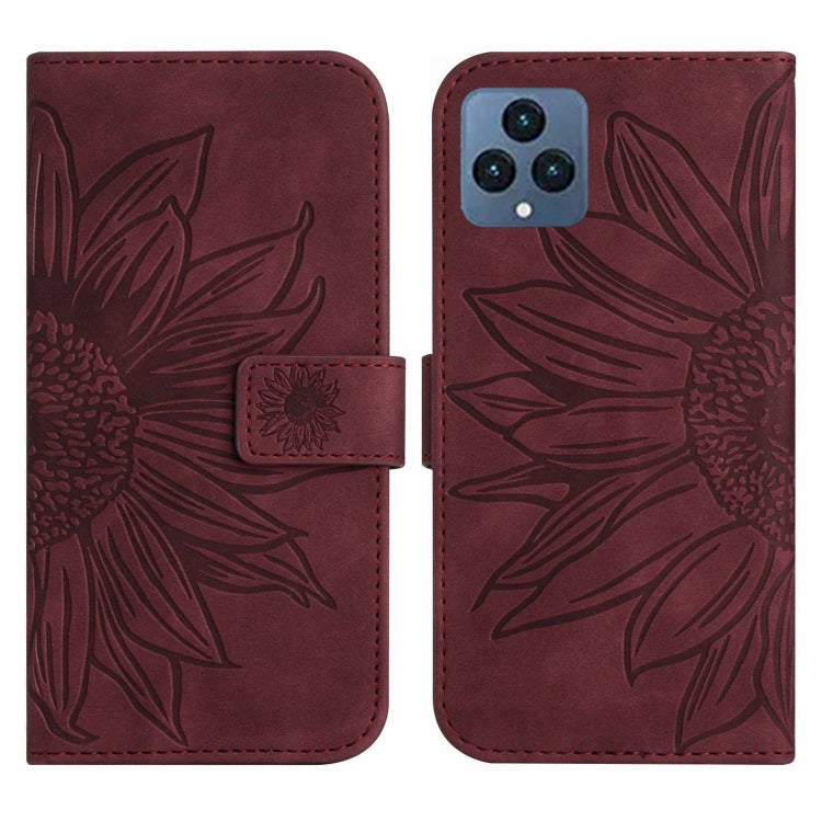 For T-Mobile Revvl 6 5G Skin Feel Sun Flower Pattern Flip Leather Phone Case with Lanyard