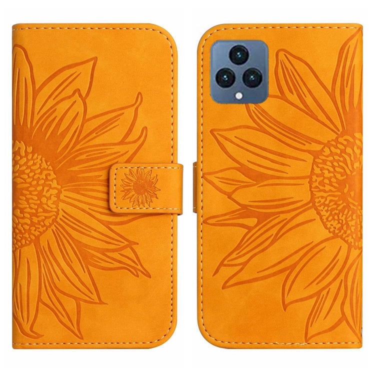 For T-Mobile Revvl 6 5G Skin Feel Sun Flower Pattern Flip Leather Phone Case with Lanyard