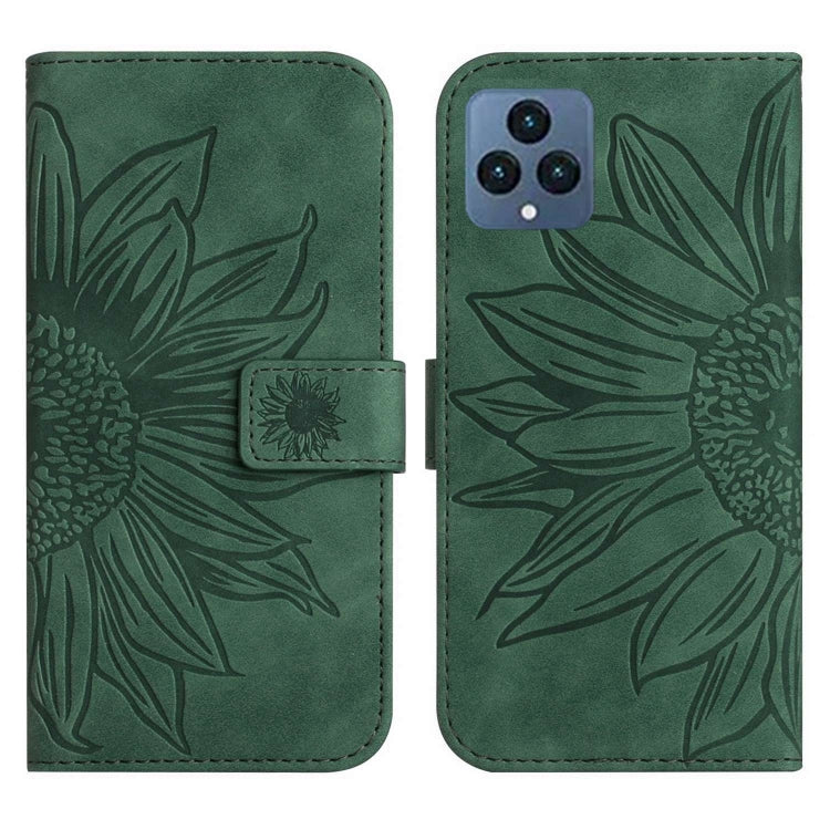 For T-Mobile Revvl 6 5G Skin Feel Sun Flower Pattern Flip Leather Phone Case with Lanyard