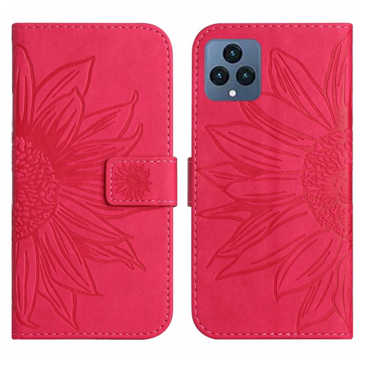 For T-Mobile Revvl 6 5G Skin Feel Sun Flower Pattern Flip Leather Phone Case with Lanyard