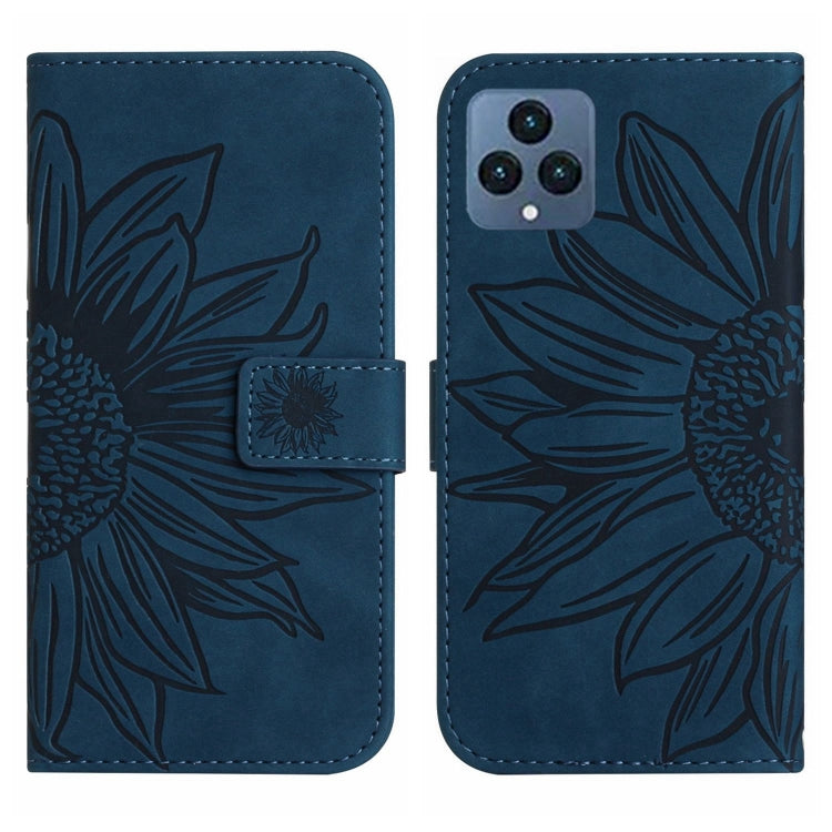 For T-Mobile Revvl 6 5G Skin Feel Sun Flower Pattern Flip Leather Phone Case with Lanyard