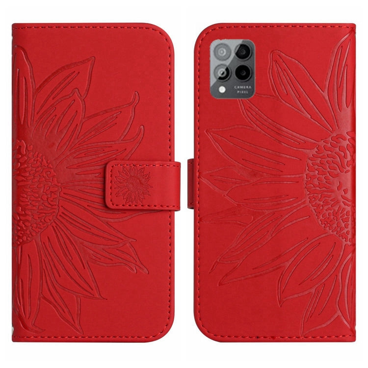 For T-Mobile Revvl 6 Pro 5G Skin Feel Sun Flower Pattern Flip Leather Phone Case with Lanyard