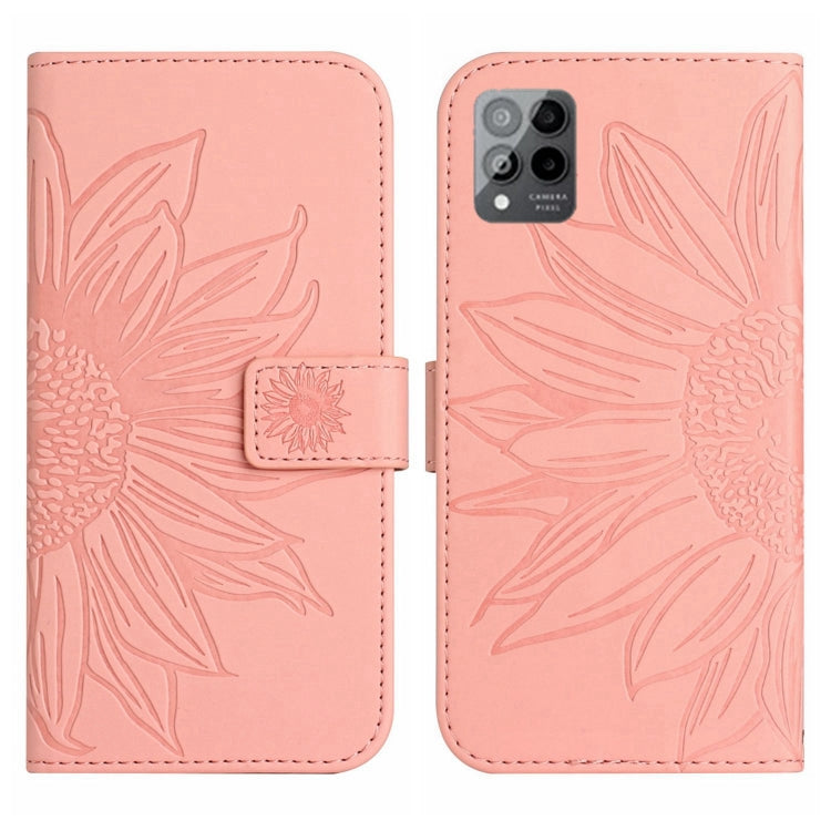 For T-Mobile Revvl 6 Pro 5G Skin Feel Sun Flower Pattern Flip Leather Phone Case with Lanyard