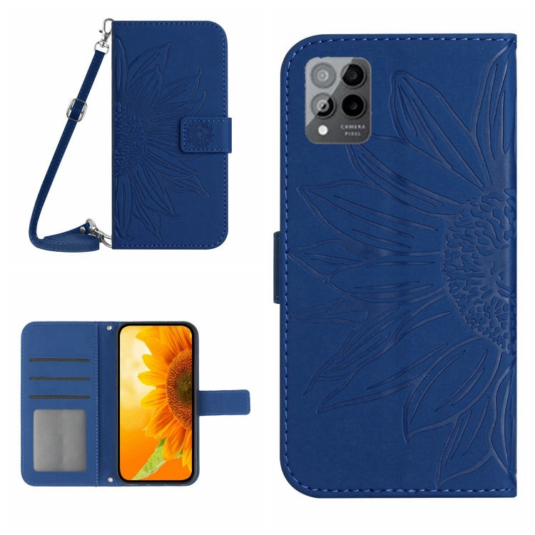 For T-Mobile Revvl 6 Pro 5G Skin Feel Sun Flower Pattern Flip Leather Phone Case with Lanyard