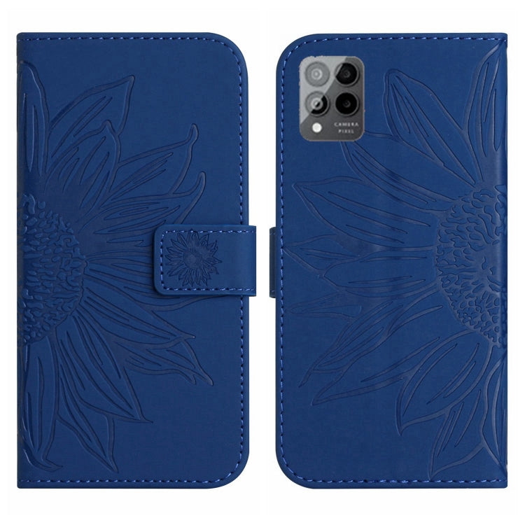 For T-Mobile Revvl 6 Pro 5G Skin Feel Sun Flower Pattern Flip Leather Phone Case with Lanyard