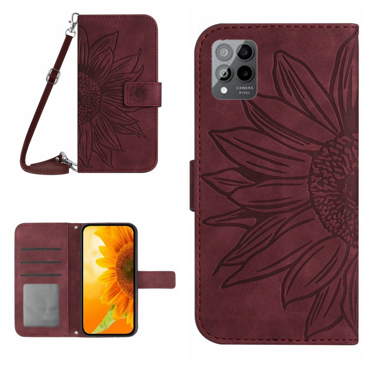 For T-Mobile Revvl 6 Pro 5G Skin Feel Sun Flower Pattern Flip Leather Phone Case with Lanyard