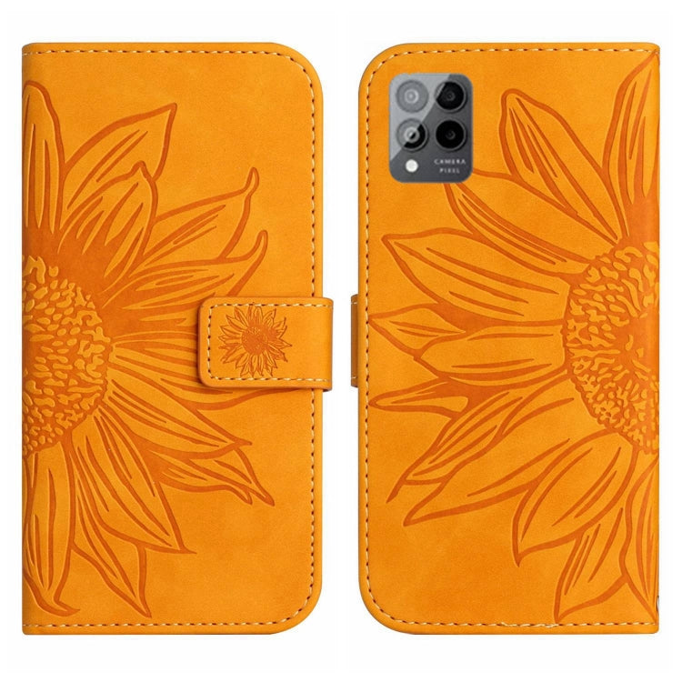 For T-Mobile Revvl 6 Pro 5G Skin Feel Sun Flower Pattern Flip Leather Phone Case with Lanyard