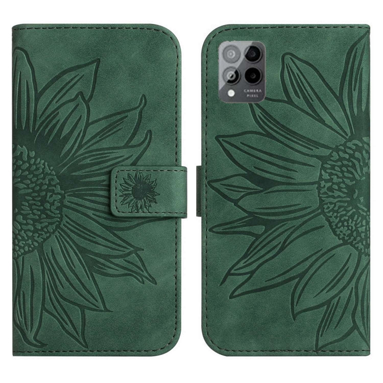 For T-Mobile Revvl 6 Pro 5G Skin Feel Sun Flower Pattern Flip Leather Phone Case with Lanyard