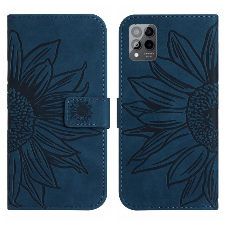 For T-Mobile Revvl 6 Pro 5G Skin Feel Sun Flower Pattern Flip Leather Phone Case with Lanyard