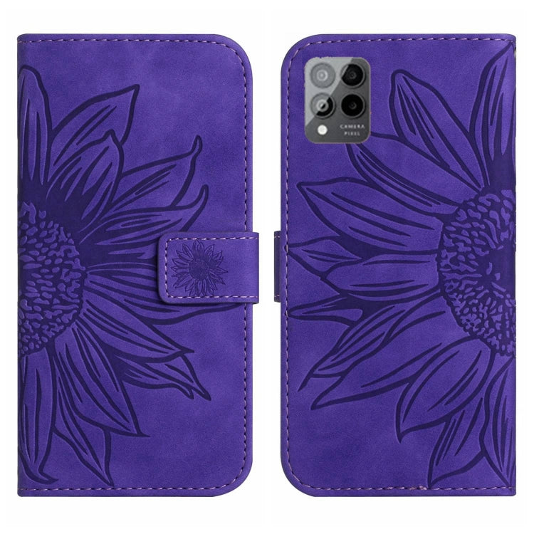 For T-Mobile Revvl 6 Pro 5G Skin Feel Sun Flower Pattern Flip Leather Phone Case with Lanyard