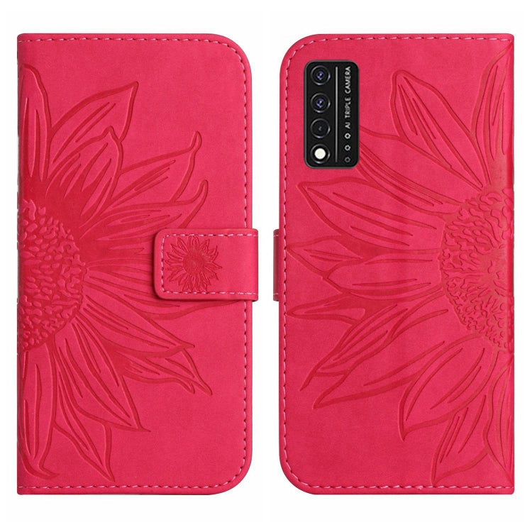 For T-Mobile Revvl V+ 5G Skin Feel Sun Flower Pattern Flip Leather Phone Case with Lanyard