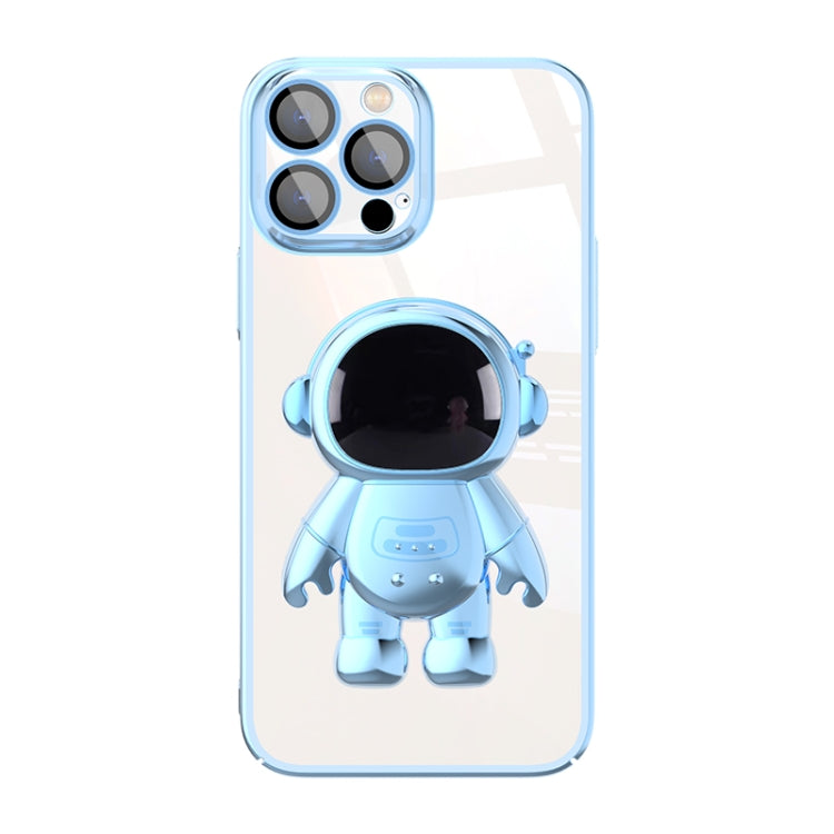 For iPhone 11 Pro Electroplating PC Astronaut Holder Phone Case with Lens Film