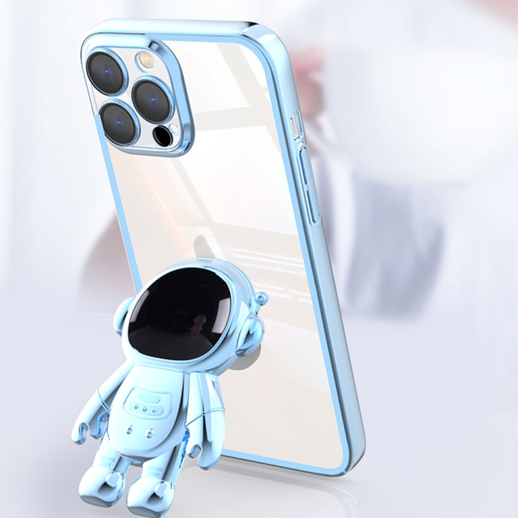 For iPhone 11 Pro Electroplating PC Astronaut Holder Phone Case with Lens Film