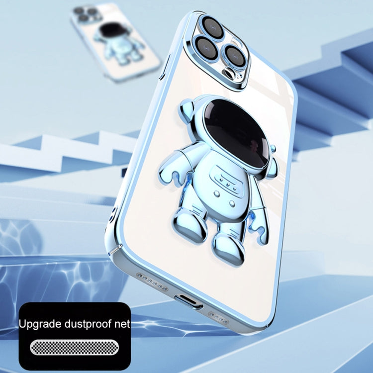 For iPhone 11 Pro Max Electroplating PC Astronaut Holder Phone Case with Lens Film