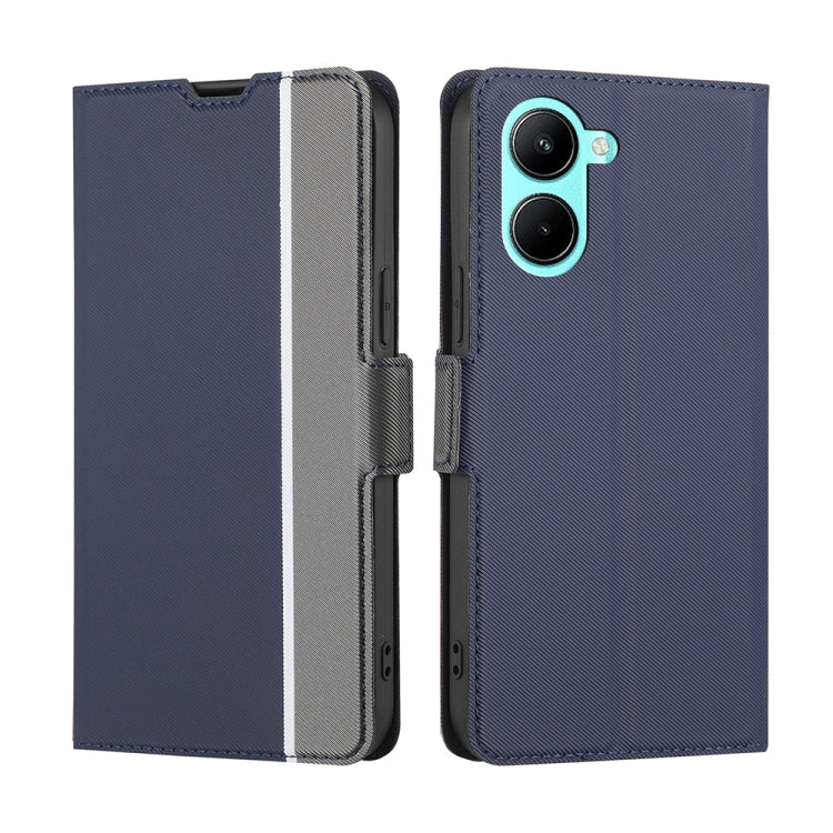 For Realme C33 4G Twill Texture Side Buckle Leather Phone Case