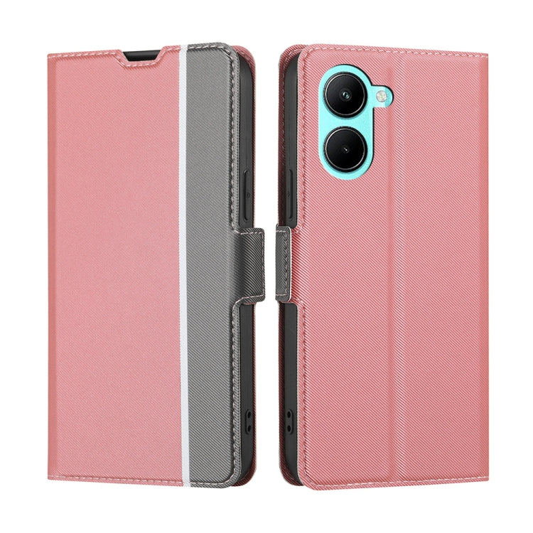 For Realme C33 4G Twill Texture Side Buckle Leather Phone Case