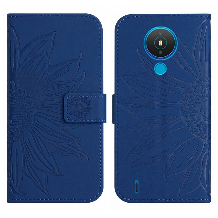 For Nokia 1.4 Skin Feel Sun Flower Pattern Flip Leather Phone Case with Lanyard