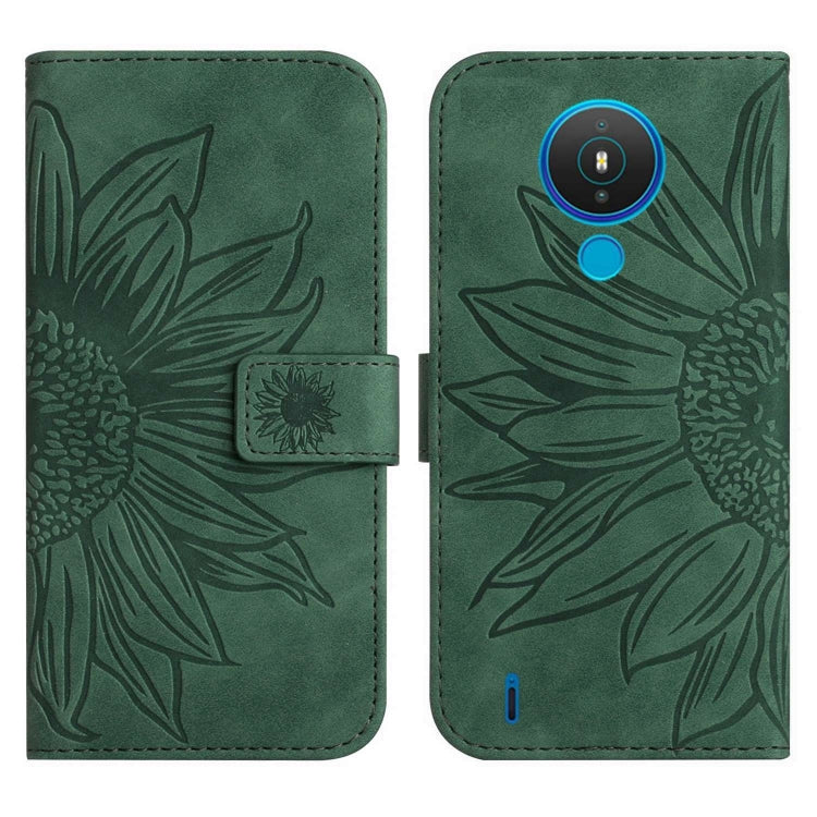 For Nokia 1.4 Skin Feel Sun Flower Pattern Flip Leather Phone Case with Lanyard