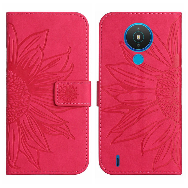 For Nokia 1.4 Skin Feel Sun Flower Pattern Flip Leather Phone Case with Lanyard