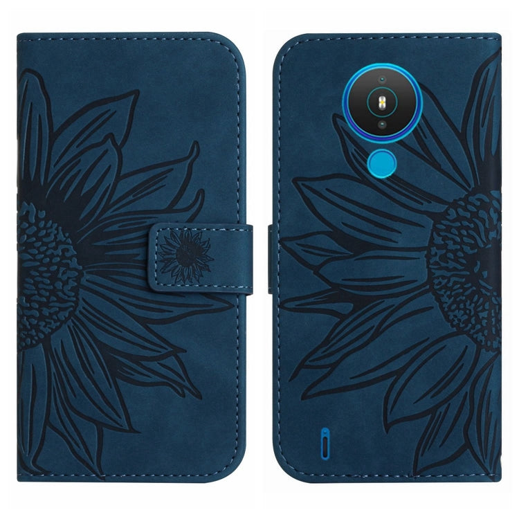 For Nokia 1.4 Skin Feel Sun Flower Pattern Flip Leather Phone Case with Lanyard