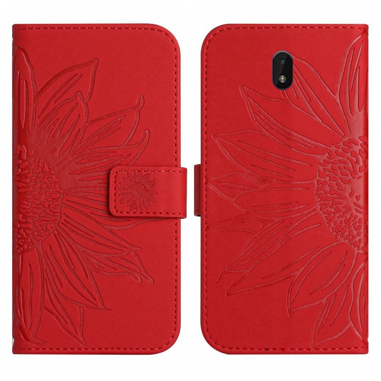 For Nokia C01 Plus Skin Feel Sun Flower Pattern Flip Leather Phone Case with Lanyard