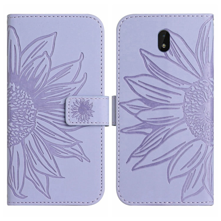 For Nokia C01 Plus Skin Feel Sun Flower Pattern Flip Leather Phone Case with Lanyard