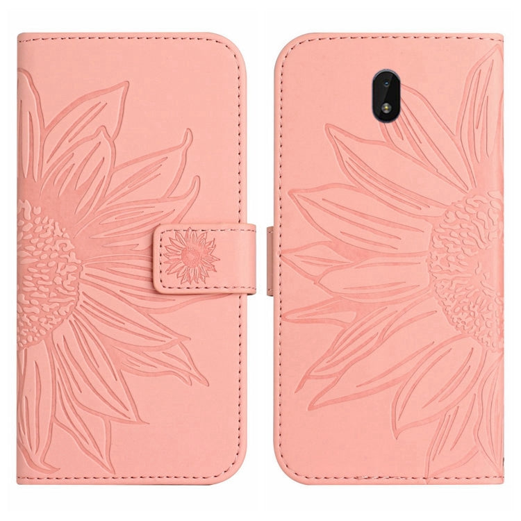 For Nokia C01 Plus Skin Feel Sun Flower Pattern Flip Leather Phone Case with Lanyard