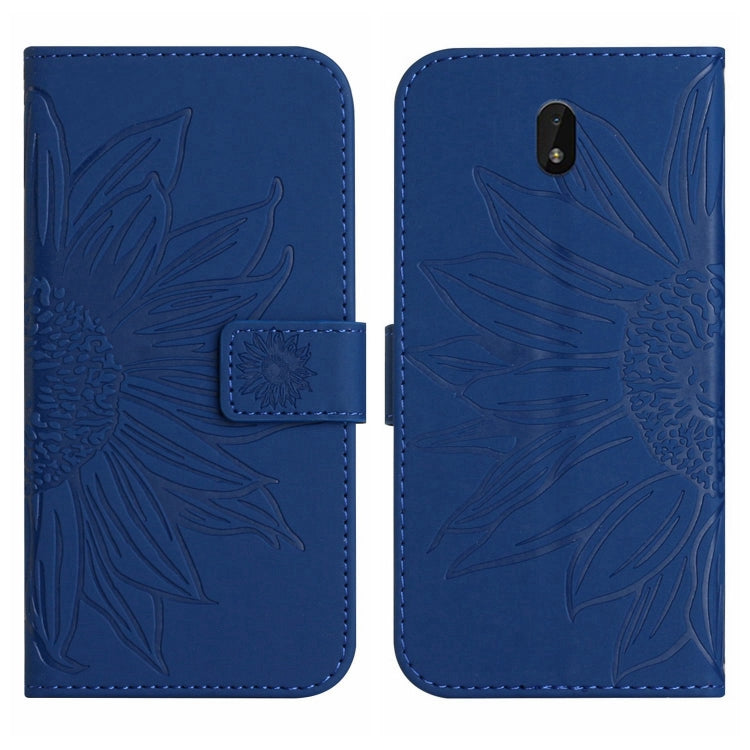For Nokia C01 Plus Skin Feel Sun Flower Pattern Flip Leather Phone Case with Lanyard