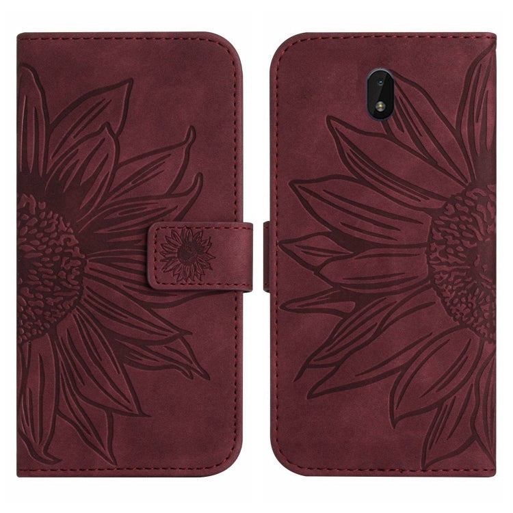 For Nokia C01 Plus Skin Feel Sun Flower Pattern Flip Leather Phone Case with Lanyard