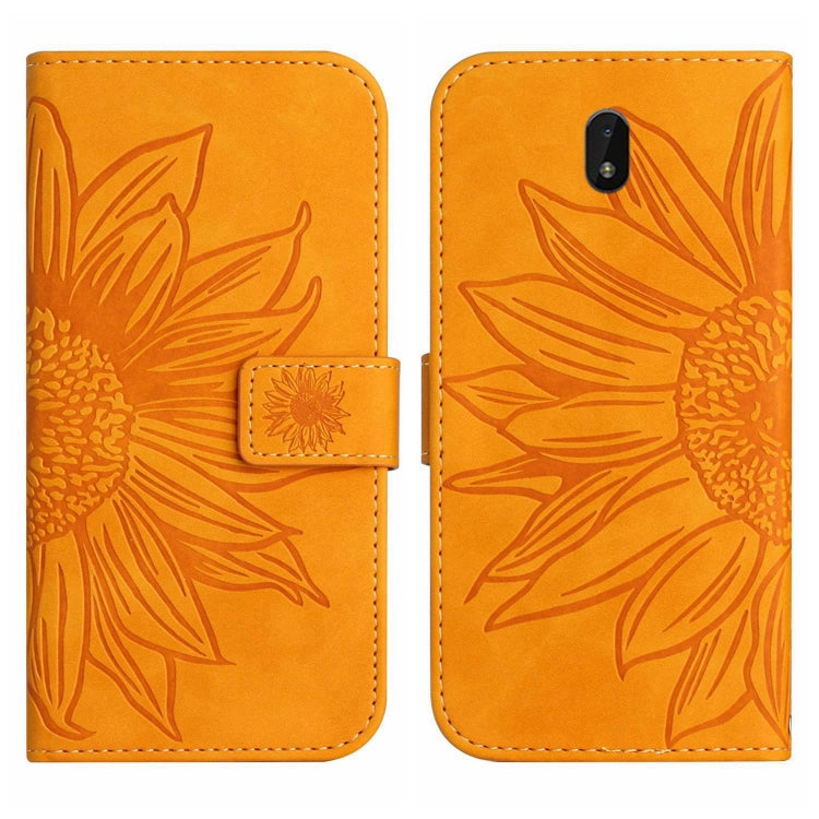 For Nokia C01 Plus Skin Feel Sun Flower Pattern Flip Leather Phone Case with Lanyard