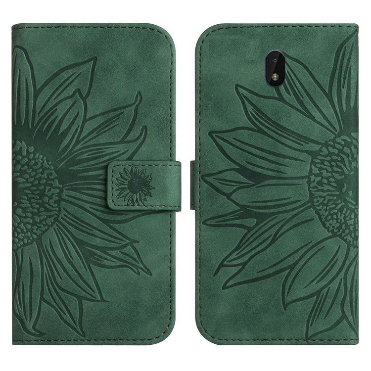 For Nokia C01 Plus Skin Feel Sun Flower Pattern Flip Leather Phone Case with Lanyard