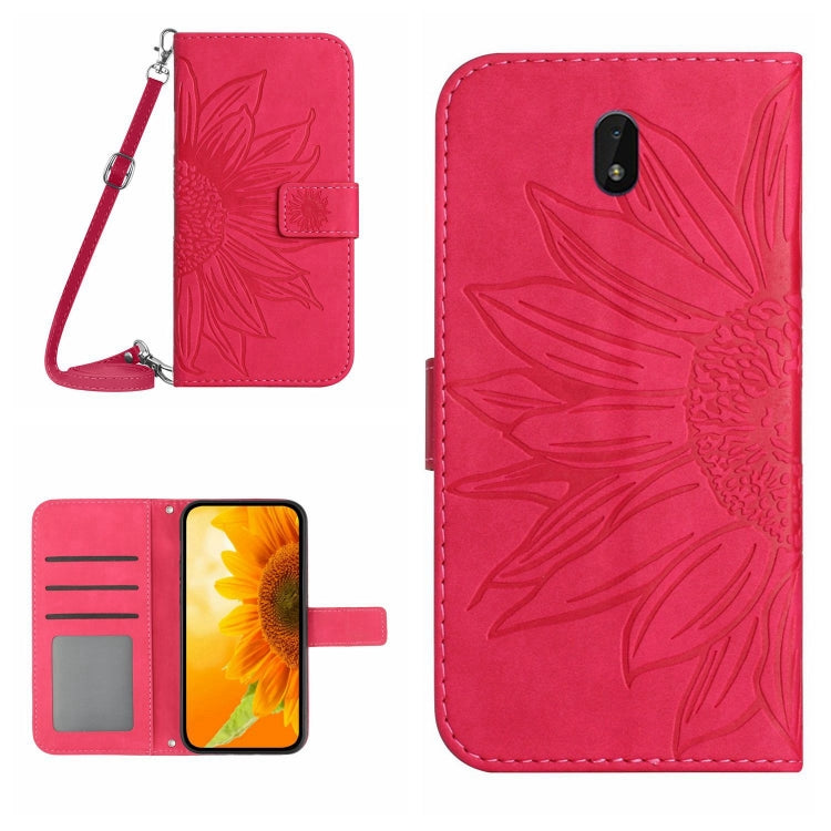 For Nokia C01 Plus Skin Feel Sun Flower Pattern Flip Leather Phone Case with Lanyard