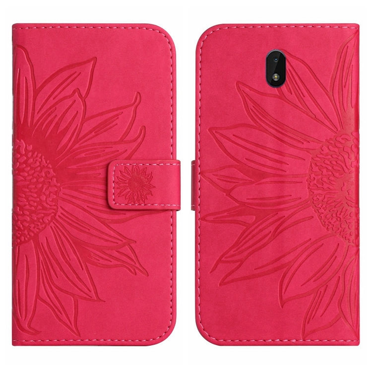 For Nokia C01 Plus Skin Feel Sun Flower Pattern Flip Leather Phone Case with Lanyard