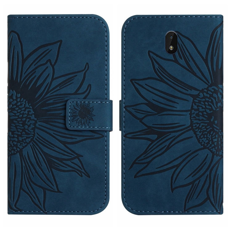 For Nokia C01 Plus Skin Feel Sun Flower Pattern Flip Leather Phone Case with Lanyard