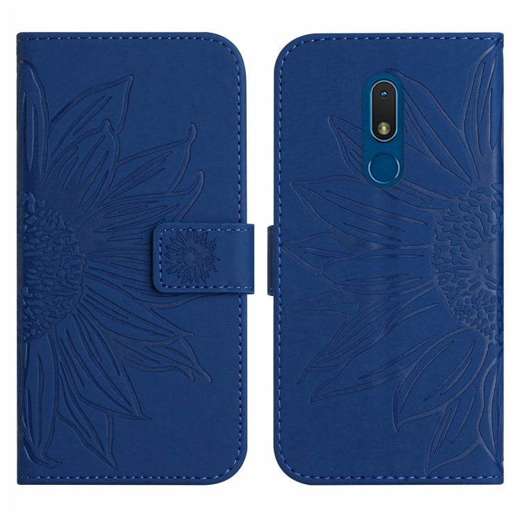 For Nokia C3 Skin Feel Sun Flower Pattern Flip Leather Phone Case with Lanyard