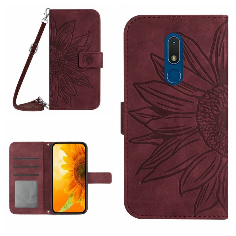 For Nokia C3 Skin Feel Sun Flower Pattern Flip Leather Phone Case with Lanyard