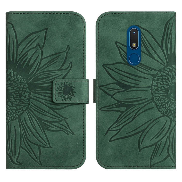 For Nokia C3 Skin Feel Sun Flower Pattern Flip Leather Phone Case with Lanyard